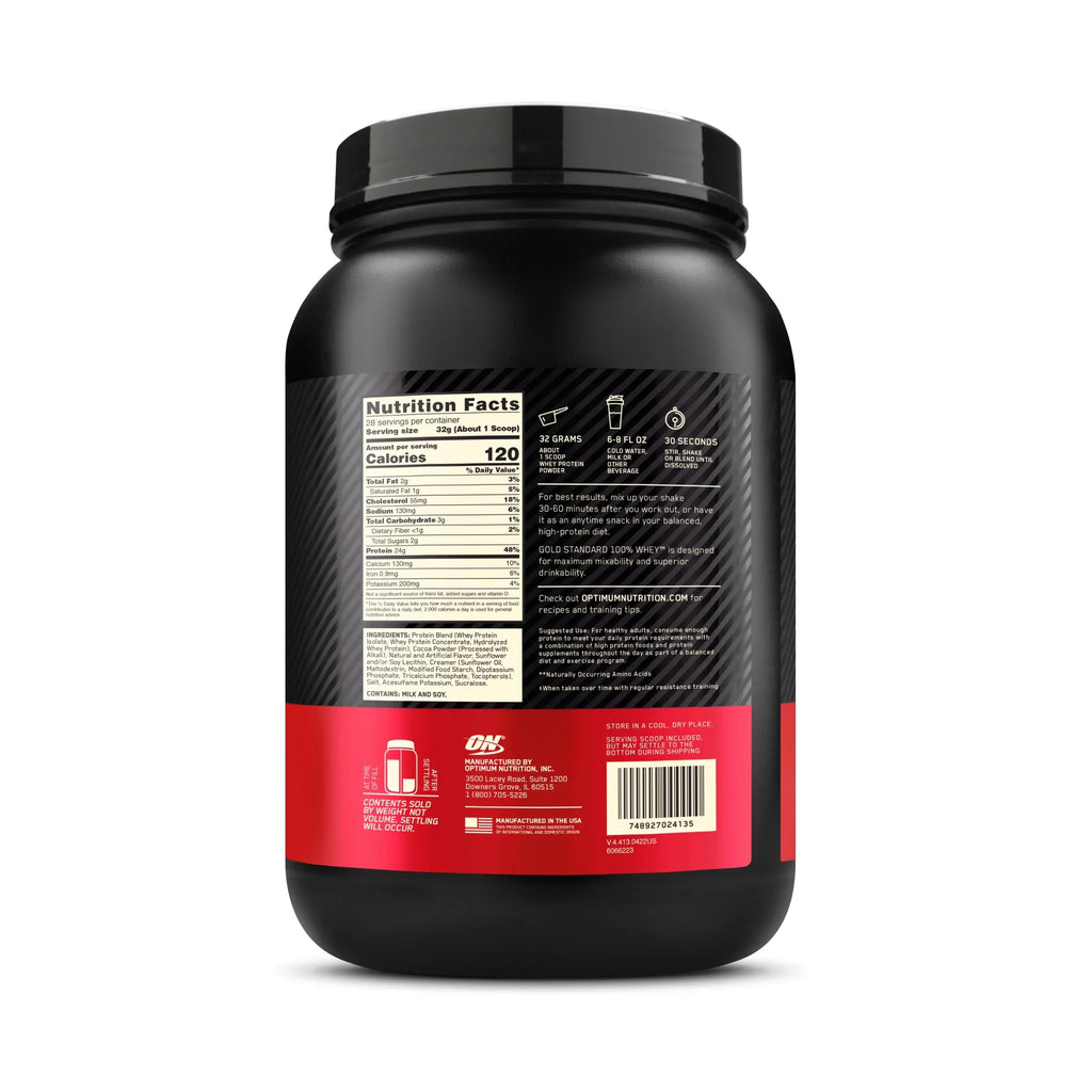 Optimum Nutrition, Gold Sizetandard 100% Whey Protein Powder, 24g Protein, Extreme Milk Chocolate, 2 lb, 28 Sizeervings