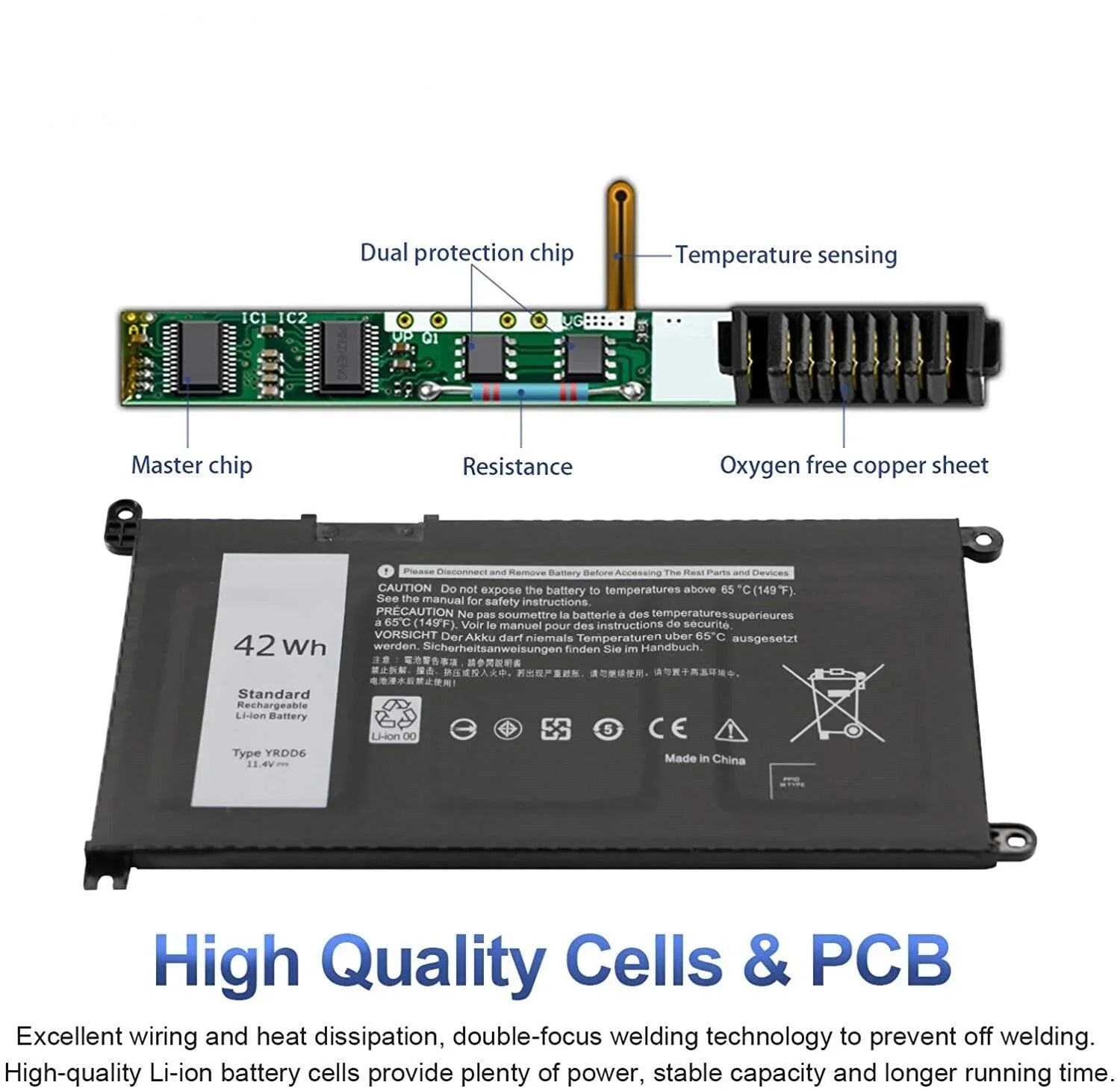 New YRDD6 Battery For Dell Inspiron 3582 3593 3793 5493 5585 5593 5480 5590 5594