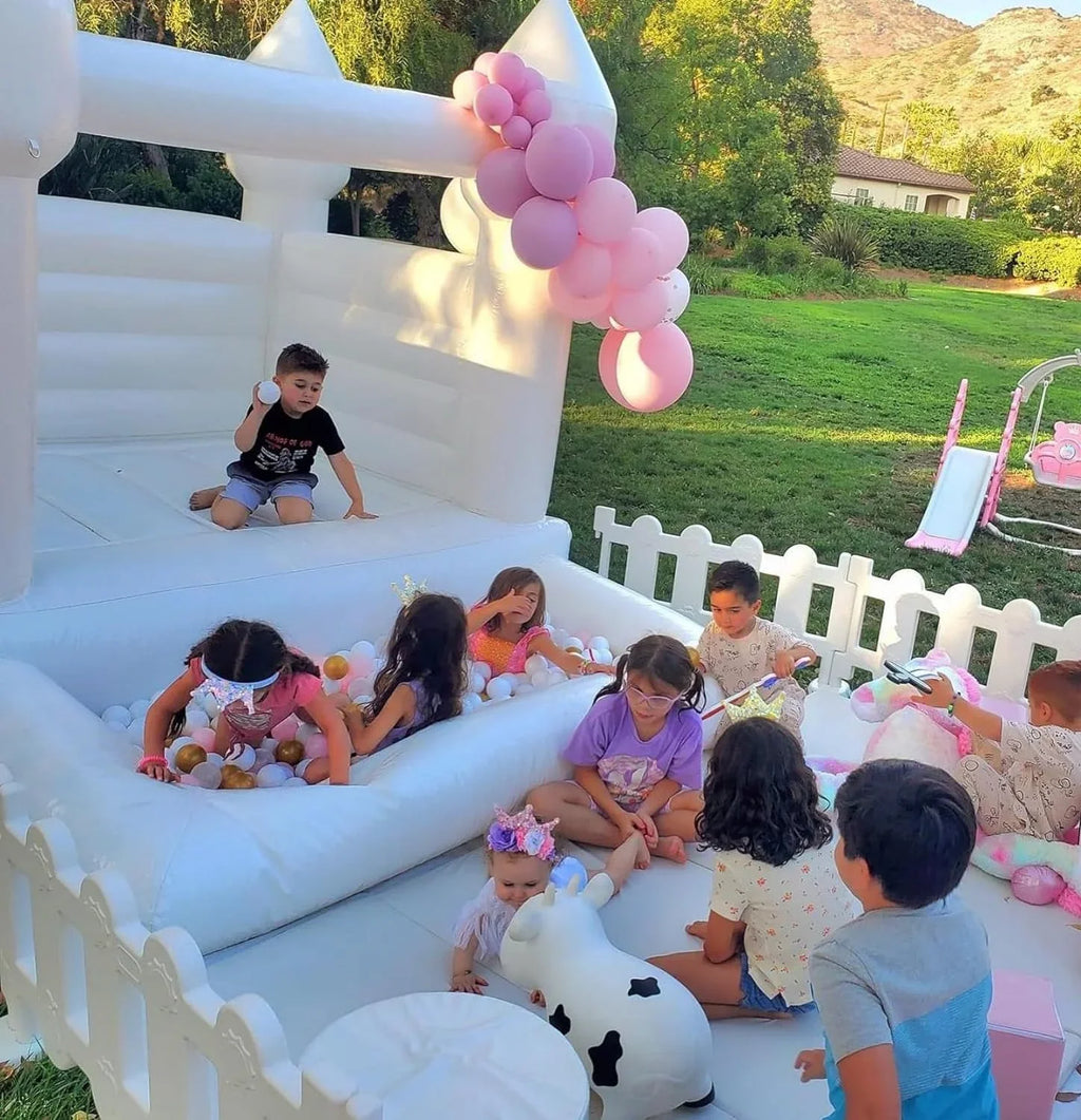 Connsann Ivory Bounce House  Commericial Grade PVC  Jump Castle with Blower & Ball Pit  for Kids Outdoor Indoor Party