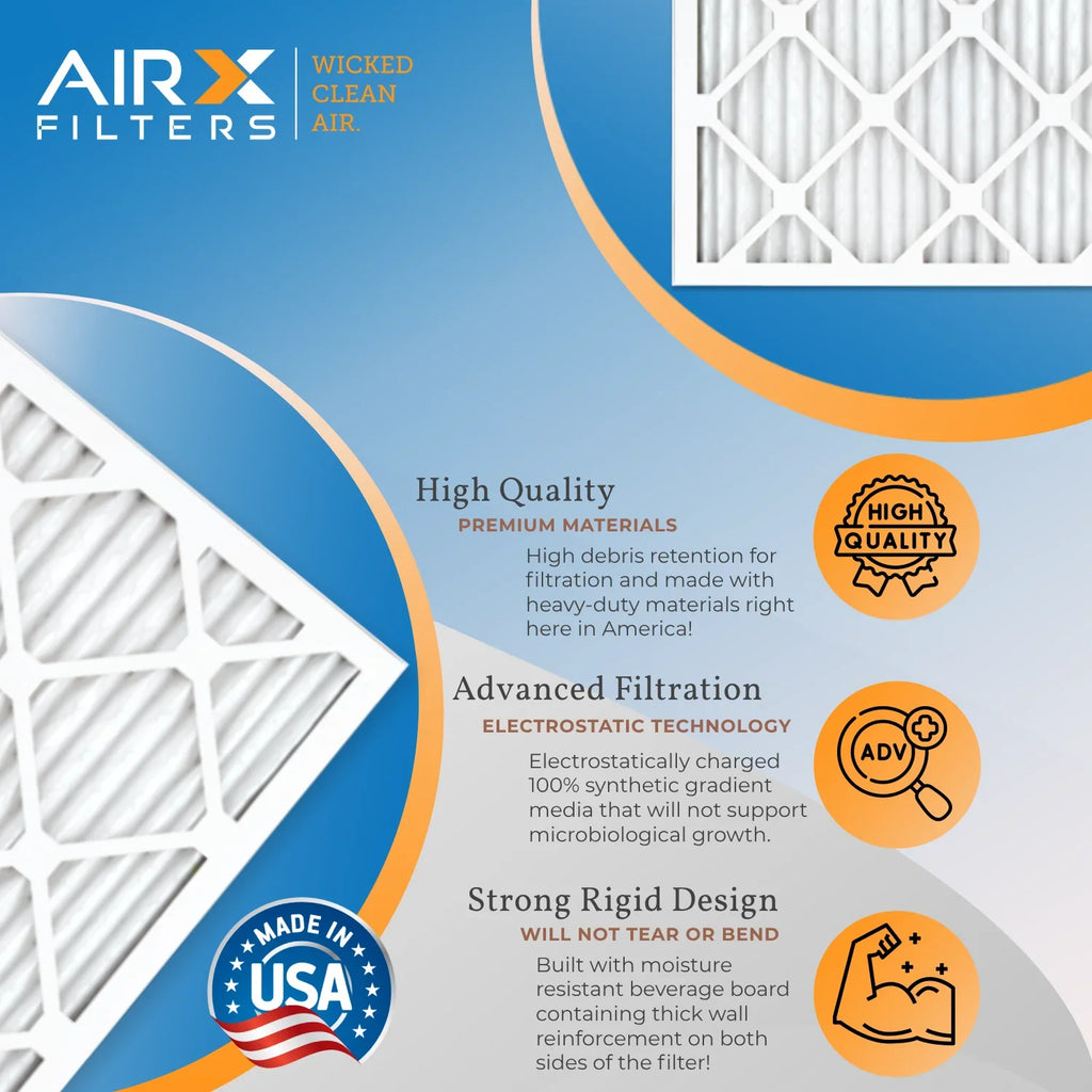 10x20x1 Air Filter MERV 13 Comparable to MPR 1500 - 2200 & FPR 9 Electrostatic Pleated Air Conditioner Filter 6 Pack HVAC AC Premium USizeA Made 10x20x1 Furnace Filters by AIRX FILTERSize WICKED CLEAN AIR.