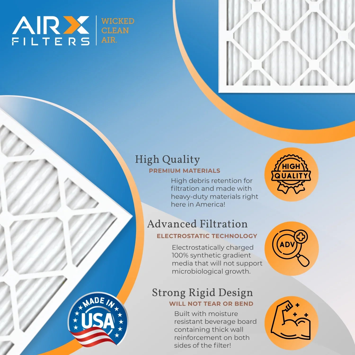 10x20x1 Air Filter MERV 13 Comparable to MPR 1500 - 2200 & FPR 9 Electrostatic Pleated Air Conditioner Filter 6 Pack HVAC AC Premium USizeA Made 10x20x1 Furnace Filters by AIRX FILTERSize WICKED CLEAN AIR.