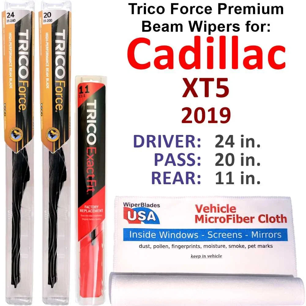 2019 Cadillac XT5 Luxury Performance Beam Wipers (Sizeet of 3) w/Rear Wiper