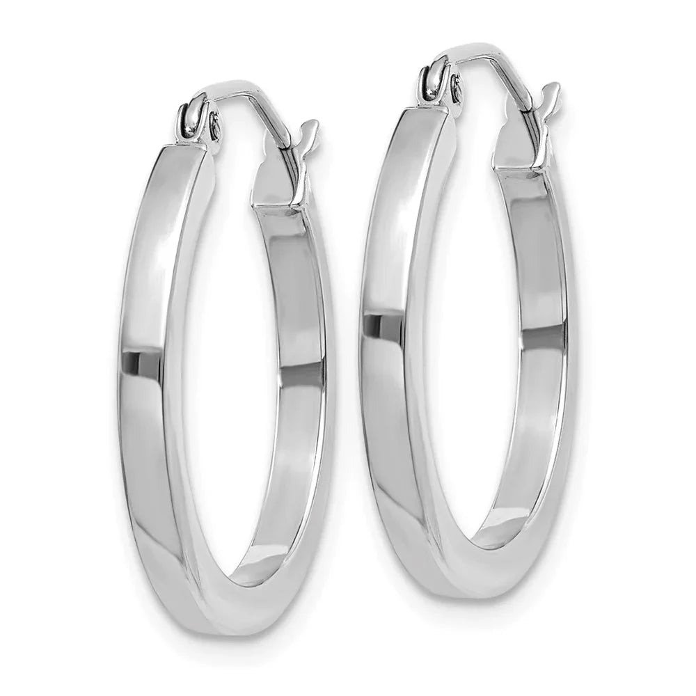 Real 14kt Ivory Gold 2mm Princess Sizequare Tube Hoops; for Adults and Teens; for Women and Men