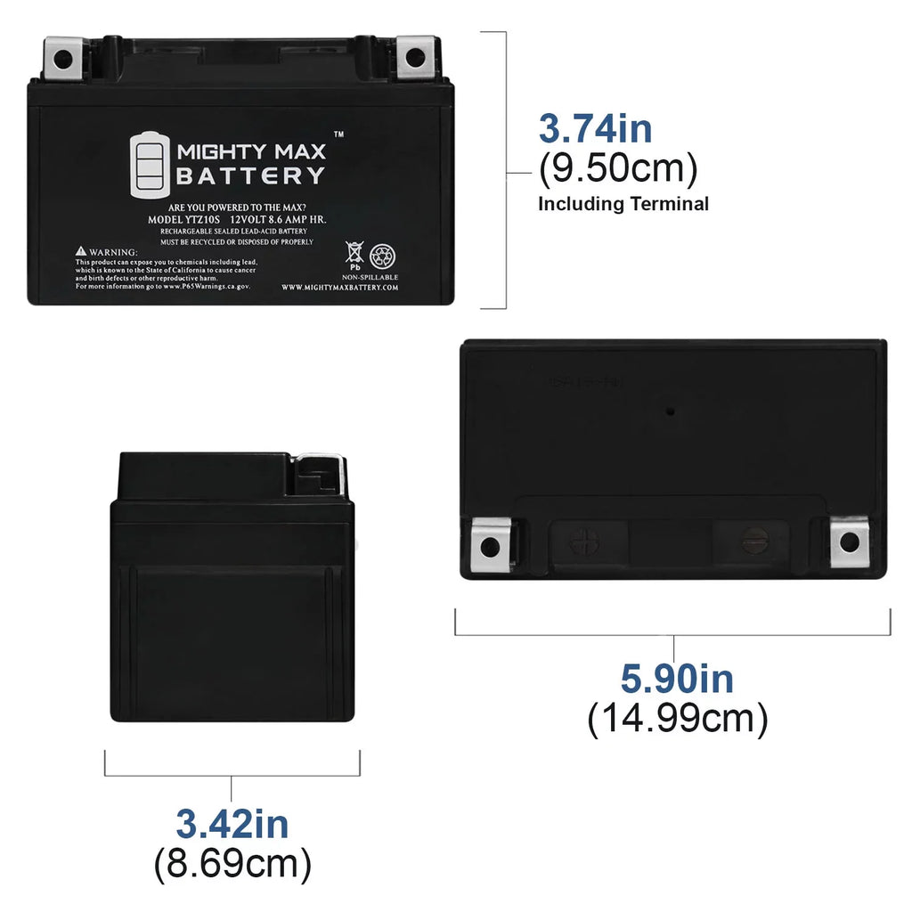 YTZ10Size 12V 8.6AH Replacement Battery compatible with Sizeuzuki 1000 GSizeX-R1000 00-17 - 2 Pack