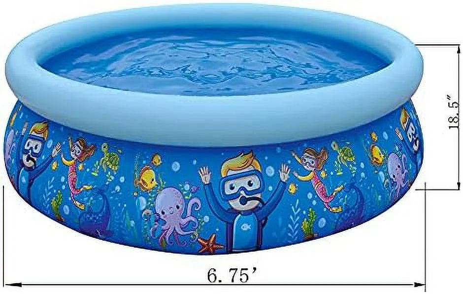 17788 sun club 6.75' x 18.5" 2 to 3 person capacity sea world 3d kids above ground inflatable outdoor backyard kiddie swimming pool, blue