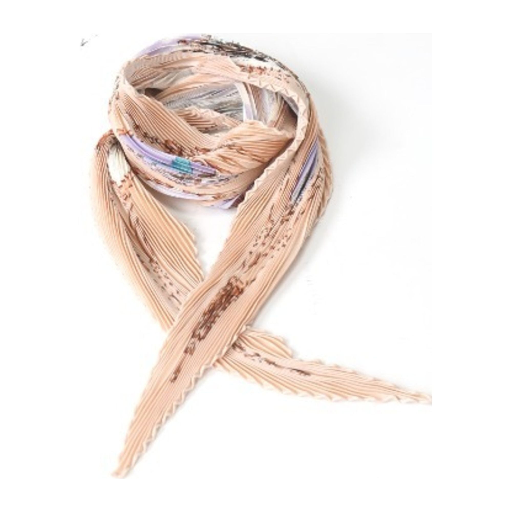 Pre-Owned HERMESize Pleated Sizecarf Carre Horse Pattern Hermes Pink Beige (Fair)