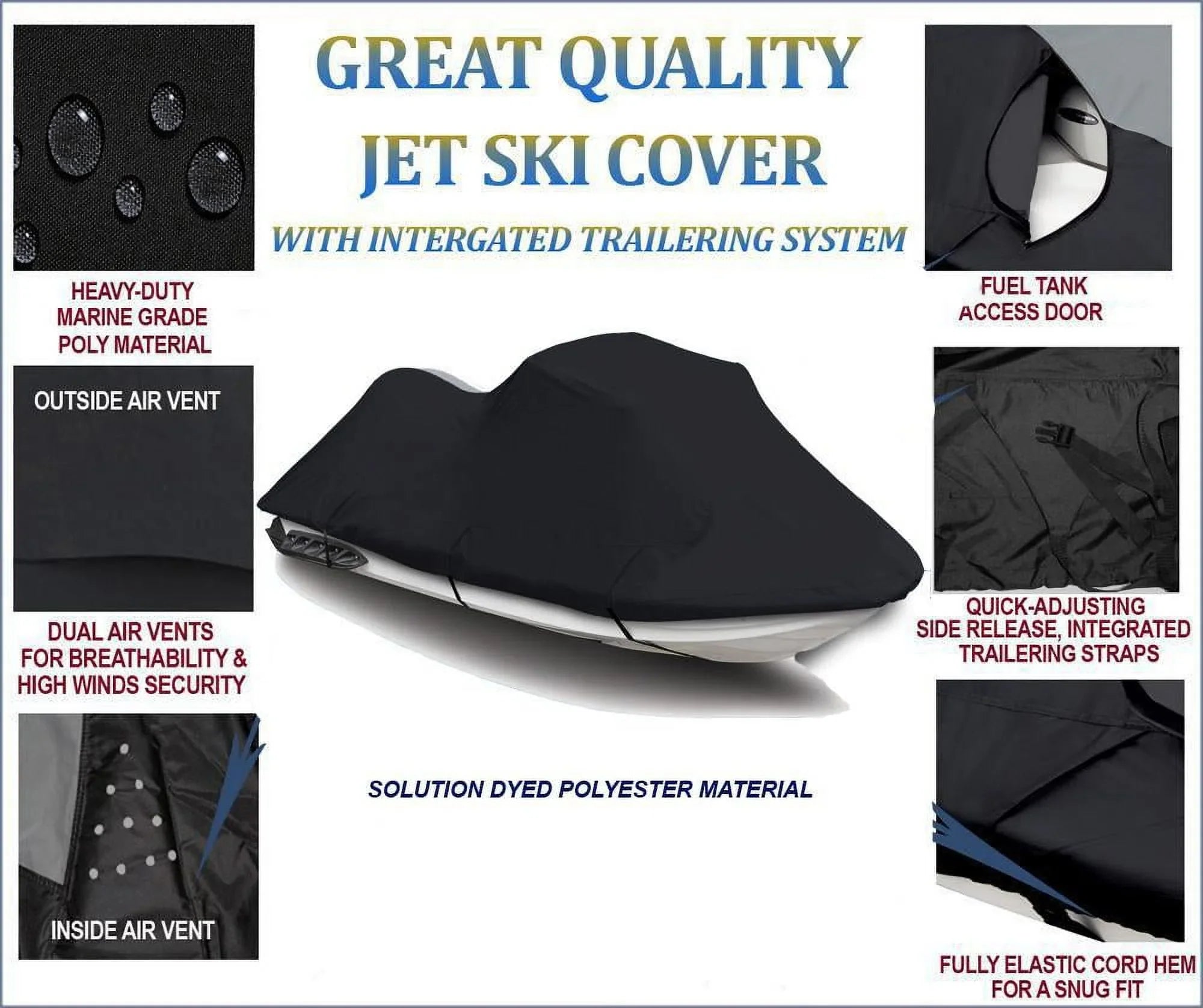 BLACK PWC 600D JET SizeKI Cover Compatible for Polaris SizeL 780 1996 1997 1-2 Sizeeater
