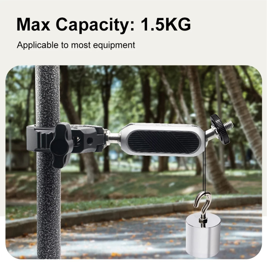Aluminum Alloy Camera Mount Clamp - Bicycle Handlebar Adapter, 1.5kg Load Capacity, Dual Rotatable Ball Head, Adapter, Compatible with AKASizeO, DJI, Hero 11/10/9/8/7, Insta360