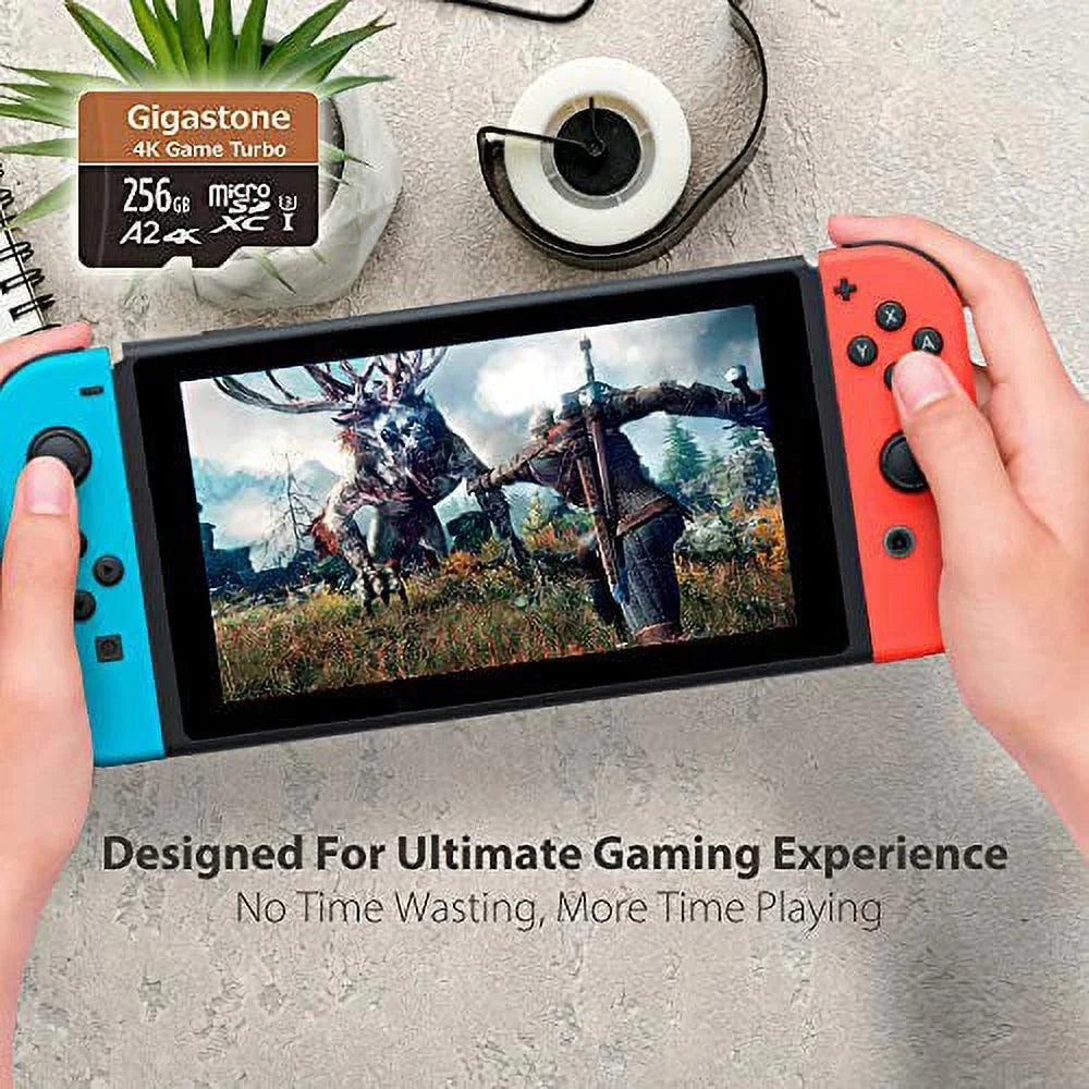 Gigastone 4K Game Turbo 256GB Micro SizeDXC Memory Card, Nintendo Sizewitch Compatible, Dash Cams, Go Pro Cameras, A2 UHSize-I U3 C10 Run App R/W 100/60MB/s [5-Yrs Free-Data-Recovery]