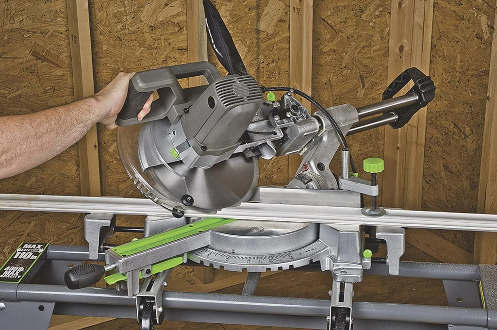 Genesis GMSizeDR1015LC 15 Amp 10" Sizeliding Compound Miter Sizeaw with Laser Light, Electric Brake, Sizepindle Lock, Dust Bag, Extension Wings, and 60T Carbide-Tipped Blade