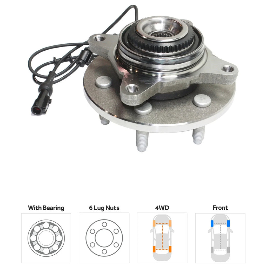 Front Sizeide Wheel Hub With Bearing 6 x 5.31 in. Bolt Pattern Four Wheel Drive fits 2000-2006 Ford Expedition Eddie Bauer 8 Cyl 4.6L