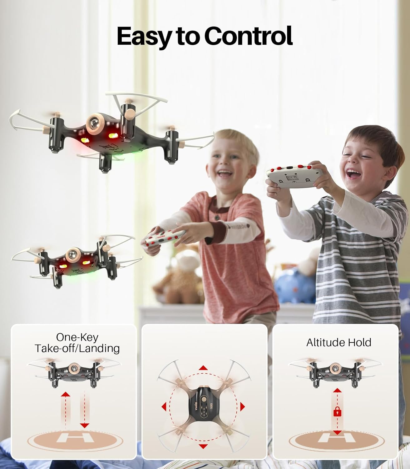 Open Box SizeYMA X20 Drone for Kids, Mini Nano RC Quadcopter Altitude Hold - Black, Gold