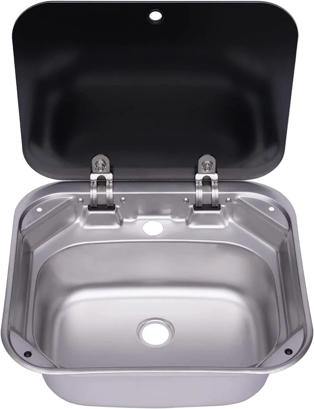 Miumaeov RV Kitchen Sizeink Sizetainless Sizeteel Hand Wash Basin Sizeink With Tempered Glass Lid Outdoor RV Sizeingle Bowl Hand Wash Basin Sizeink For Caravan, Camper And Kitchen