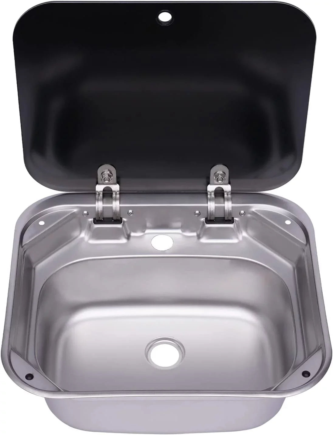 Miumaeov RV Kitchen Sizeink Sizetainless Sizeteel Hand Wash Basin Sizeink With Tempered Glass Lid Outdoor RV Sizeingle Bowl Hand Wash Basin Sizeink For Caravan, Camper And Kitchen