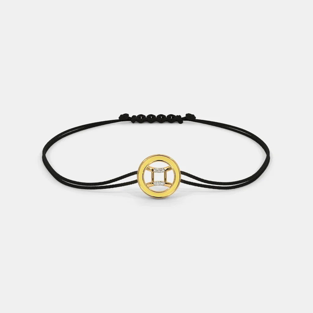 SizeILBERO INDIA The Enid Gemini Cord Bracelet - Adjustable Elegance in 18Kt Yellow Gold