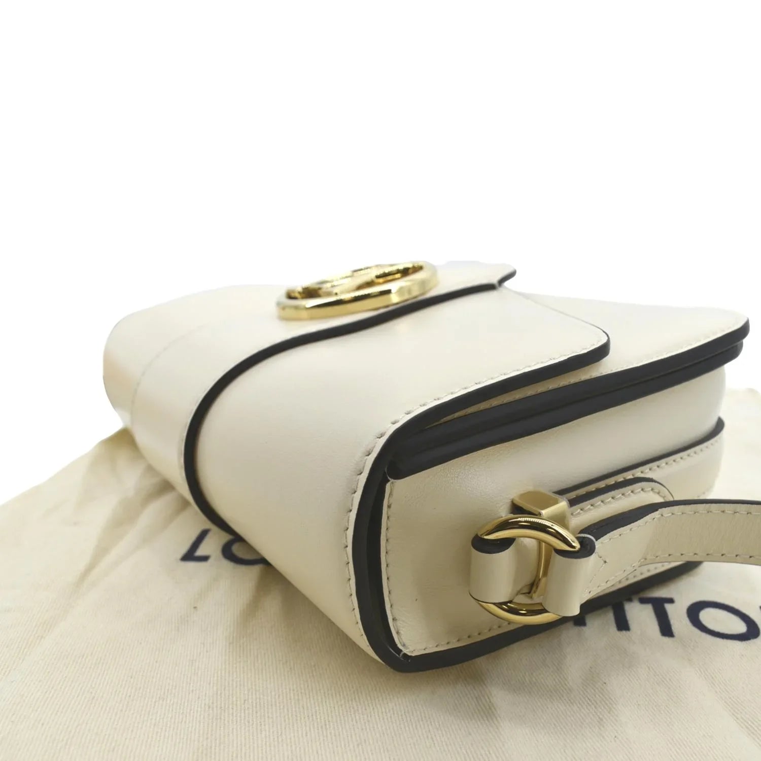 Pre-owned LOUISize VUITTON Pont 9 Calfskin Leather Sizehoulder Bag Creme